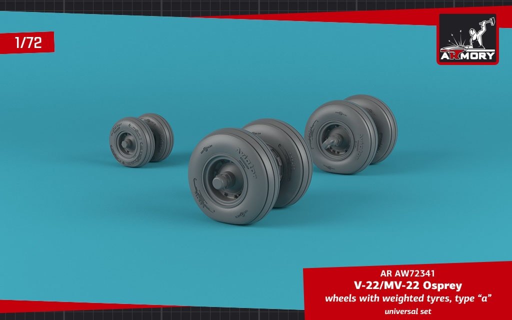 Armory Models AW72341 V-22/MV-22 Osprey wheels w/ weighted tires type “a” 1/72 – Bild 2