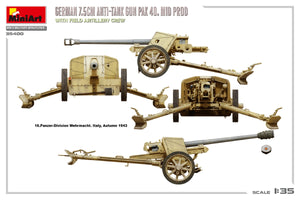 MiniArt 35400 GERMAN 7.5CM ANTI-TANK GUN PAK 40. MID PROD. WITH FIELD ARTILLERY CREW 1/35 – image 6