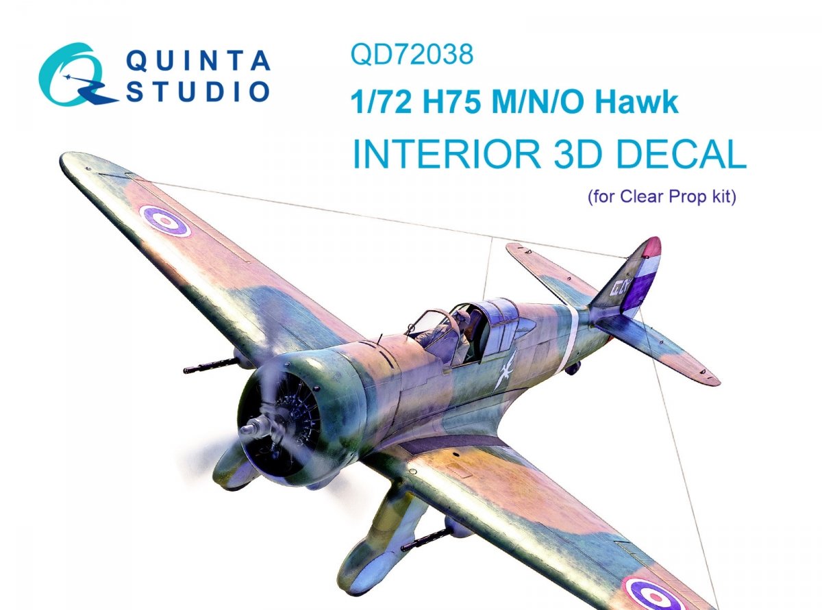 Quinta Studio QD72038 H75 M/N/O 3D-Printed &amp;amp; colored Interior on decal paper (Clear Prop) 1/72