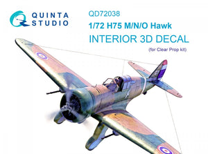 Quinta Studio QD72038 H75 M/N/O 3D-Printed &amp;amp; colored Interior on decal paper (Clear Prop) 1/72