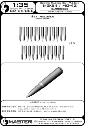 Master GM-35-026 MG-34/MG-42 (7.92mm) - cartridges (25 pieces) 1/35 – image 3