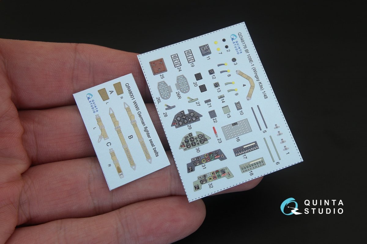 Quinta Studio QD48176 Bf 109E-1 3D-Printed &amp;amp; colored Interior on decal paper (for Wingsy kits kit) 1/48 – image 2
