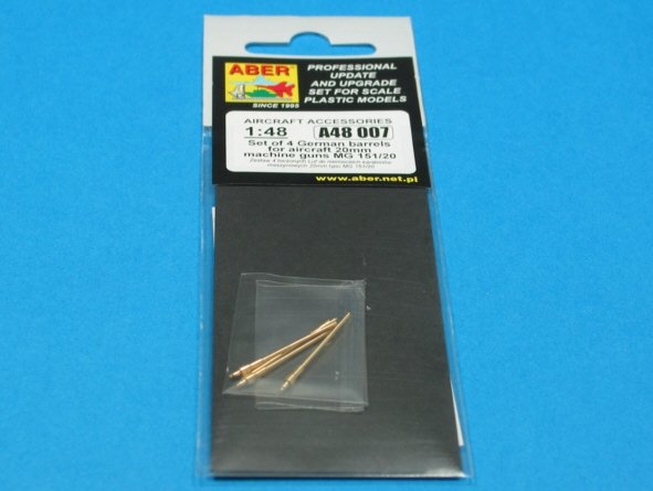 Aber A48 007 Set of 4 barrels for German aircraft 20mm machine guns MG 151/20 1/48 – obrázek 4