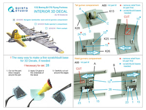 Quinta Studio QD32226 Boeing B-17G Navigator, bombardier, waist and tail gunners compartments. 3D-Printed colored Interior (HK models) 1/32 – immagine 2