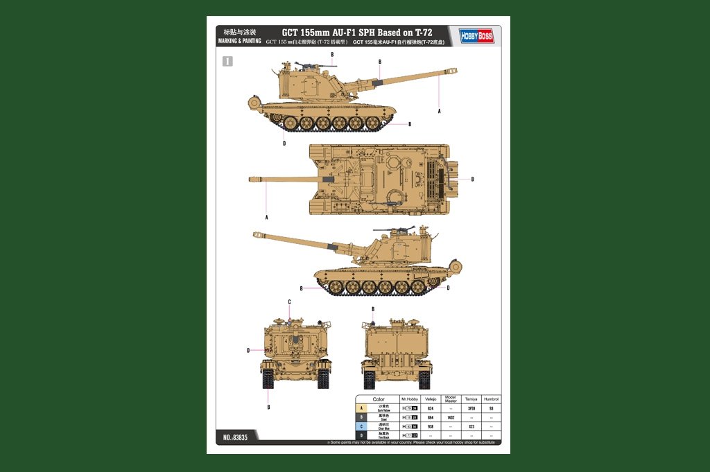 Hobby Boss 83835 GCT 155mm AU-F1 SPH Based on T-72 1/35 – imagen 2