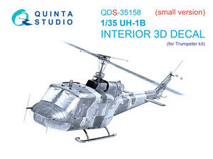Quinta Studio QDS-35158 UH-1B 3D-Printed &amp;amp; colored Interior on decal paper (Trumpeter) (Small version) 1/35