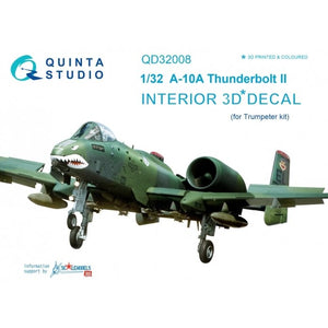 Quinta Studio QD32008 A-10A 3D-Printed &amp;amp; colored Interior on decal paper (for Trumpeter kit) 1/32