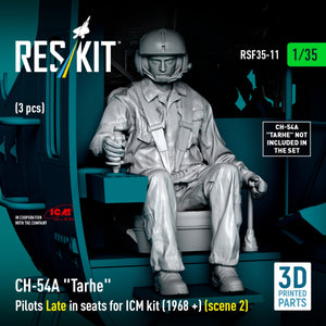 RESKIT RSF35-0011 CH-54A &amp;quot;Tarhe&amp;quot; Pilots Late in seats for ICM kit (1968 +) (scene 2) (3 pcs) (3D Printed) 1/35 – obrázek 4