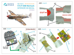 Quinta Studio QD+72212 P-40M Warhawk 3D-Printed &amp;amp; colored Interior on decal paper (Academy) (with 3D-printed resin parts) 1/72 – image 11