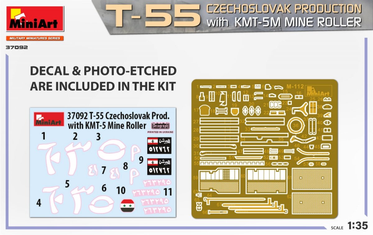 MiniArt 37092 T-55 CZECHOSLOVAK PRODUCTION with KMT-5M MINE ROLLER 1/35 – obrázek 2
