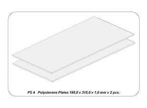 Aber PS-4 Płyty z białego polistyrenu 195 x 315 x 1,00 po 2 szt. / Polystyrene plates 195 x 315 x 1,00 mm x 2 pcs. – zdjęcie 2