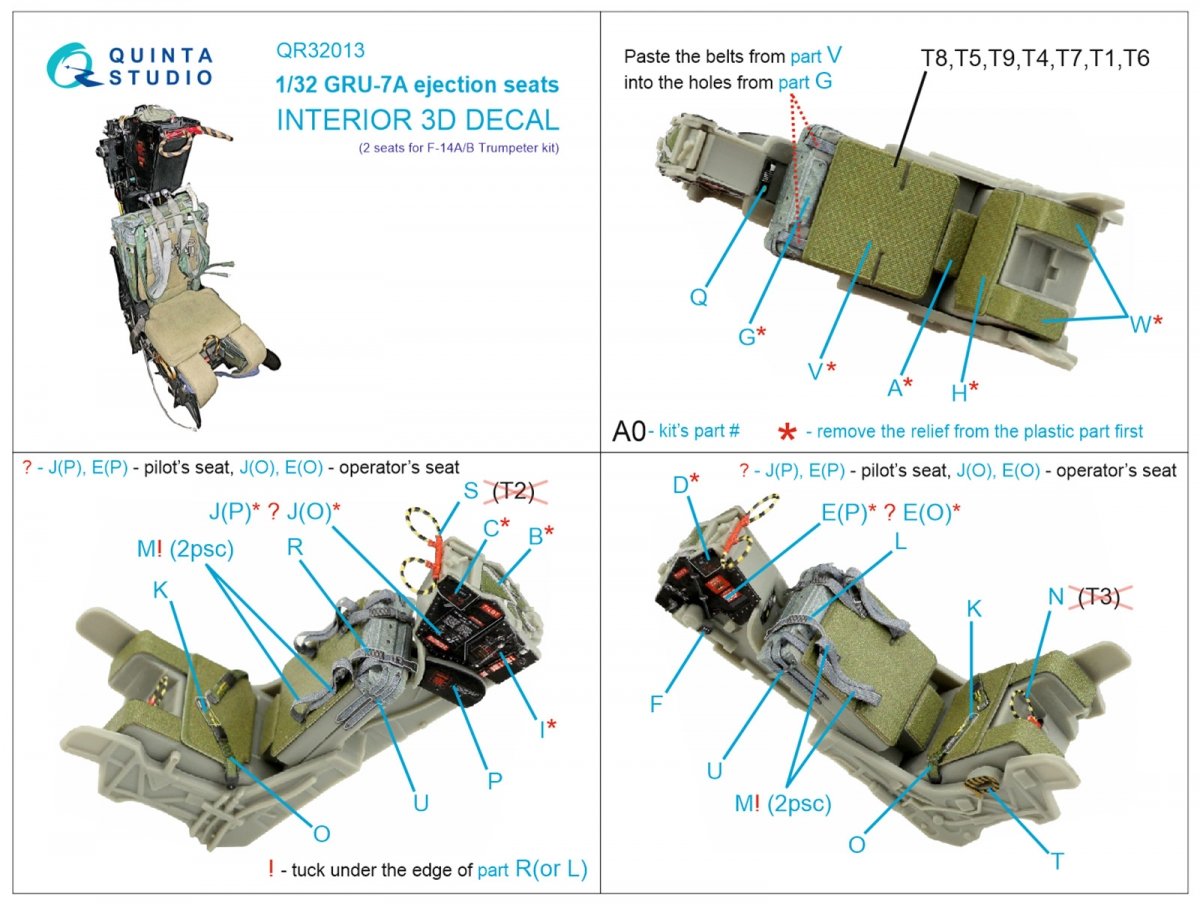 Quinta Studio QR32013 GRU-7A ejection seats F-14A/B (2 pcs) ( Trumpeter ) 1/32 – image 2