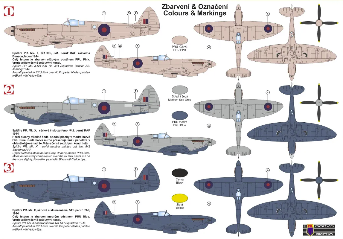 Kovozavody Prostejov KPM0290 Spitfire PR. Mk.X 1/72 – obrázek 2