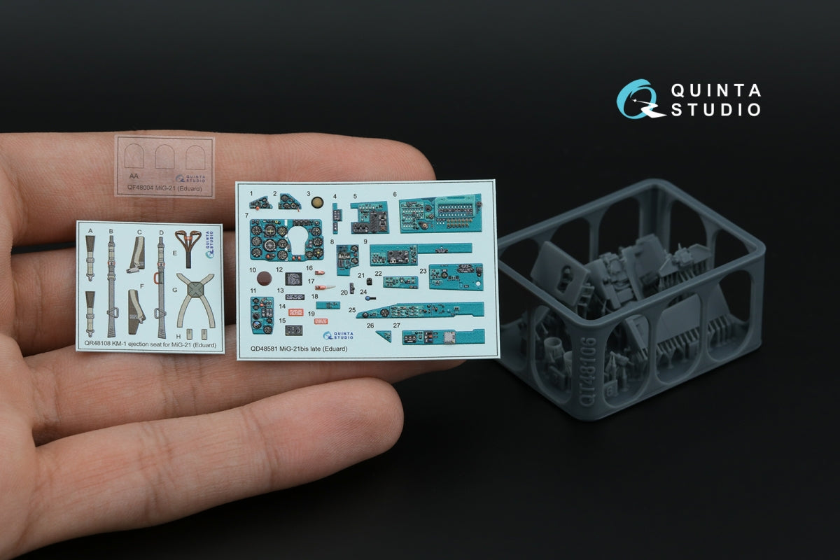 Quinta Studio QD+48581 MiG-21bis late Fishbed-N 3D-Printed &amp;amp; colored Interior on decal paper (Eduard) (with 3D-printed resin parts) 1/48 – image 7