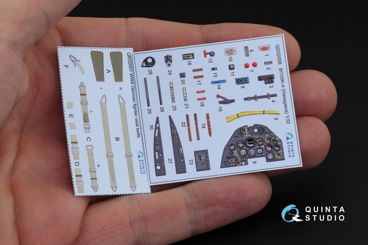 Quinta Studio QD32058 Bf 109K-4 3D-Printed &amp;amp; colored Interior on decal paper (for Hasegawa kit) 1/32 – obrázek 3