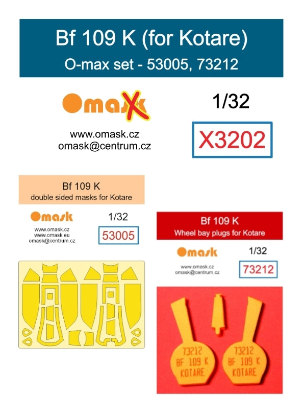 Omask X3202 Bf 109 K O-Max Set (for Kotare)(masks and EVA wheel bay plugs) (for Revell) 1/32