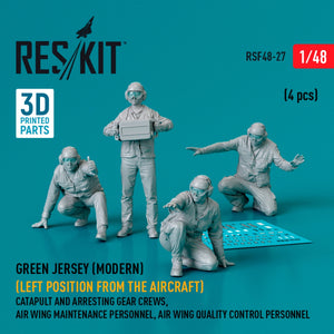 RESKIT RSF48-0027 Green jersey (Modern) (Left position from the aircraft) Catapult and Arresting Gear Crews, Air Wing Maintenance Personnel, Air Wing Quality Control Personnel (4 pcs) (3D Printed) 1/48