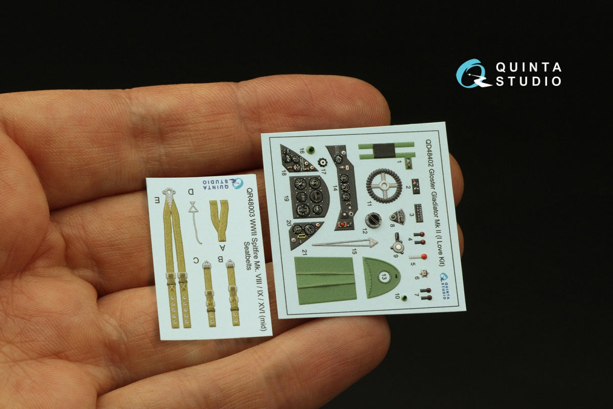 Quinta Studio QD48402 Gloster Gladiator MKII 3D-Printed &amp;amp; colored Interior on decal paper (I Love Kit) 1/48 – immagine 5