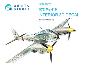 Quinta Studio QD72062 Me 410 3D-Printed &amp;amp; colored Interior on decal paper (Fine Molds) 1/72