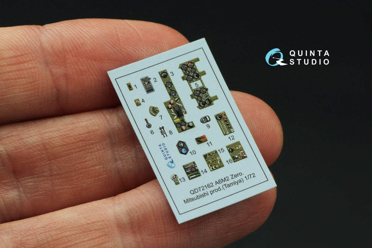 Quinta Studio QD72162 A6M2 Zero (Mitsubishi Prod.) 3D-Printed colored Interior on decal paper (Tamiya) 1/72 – obrázek 4