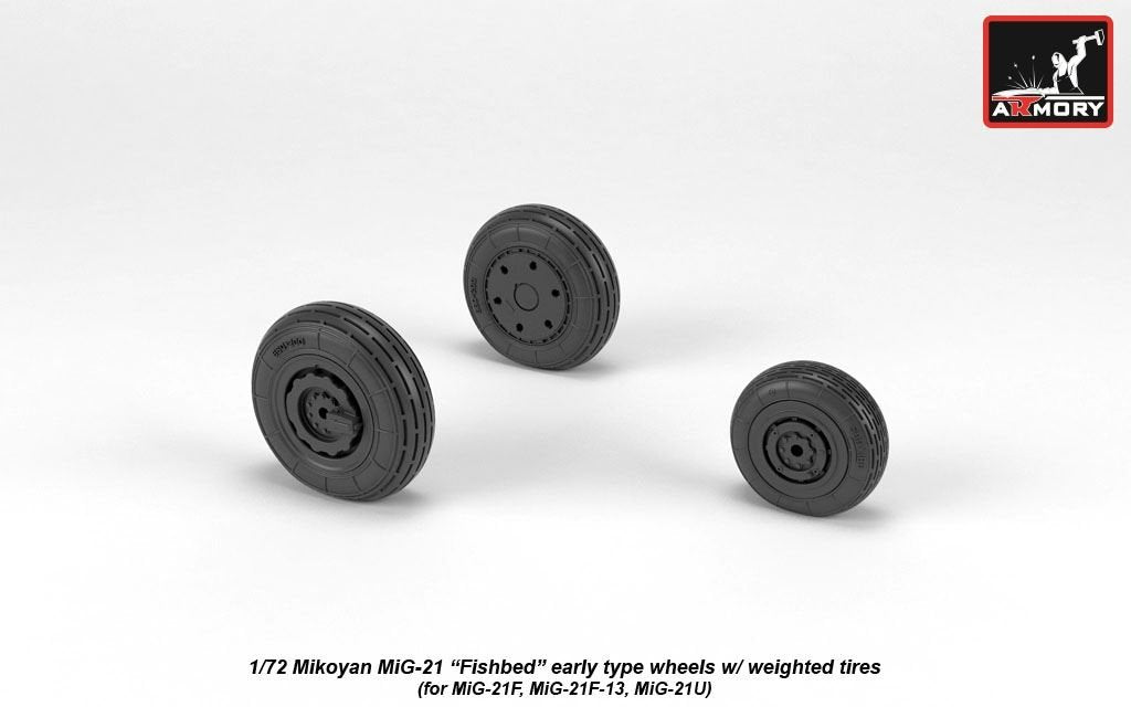 Armory Models AW72048 Mikoyan MiG-21 Fishbed wheels w/ weighted tires, early 1/72 – immagine 2