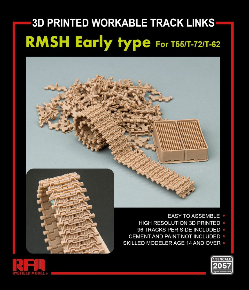 Rye Field Model 2057 RMSH Early type For T55/-72/T-62 3D PRINTED WORKABLE TRACK LINKS 1/35 – image 2