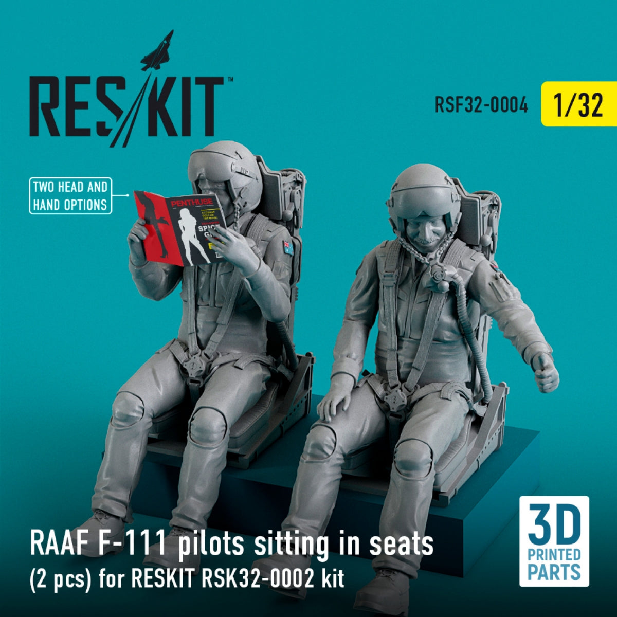 RESKIT RSF32-0004 RAAF F-111 PILOTS SITTING IN SEATS (2 PCS) FOR RESKIT RSK32-0002 KIT (3D PRINTED) 1/32 – Bild 2