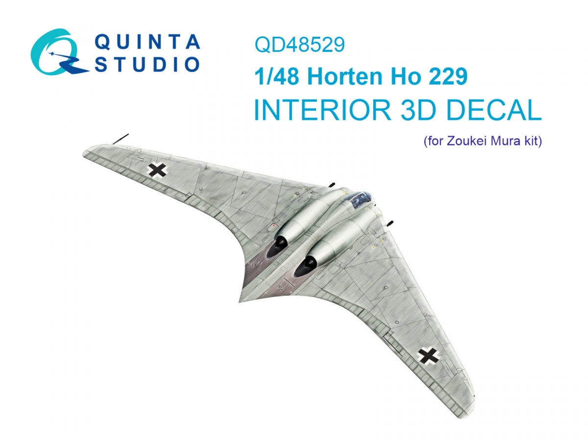 Intérieur imprimé en 3D et coloré sur papier décalcomanie Quinta Studio QD48529 Horten Ho 229 (Zoukei Mura SWS) 1/48 