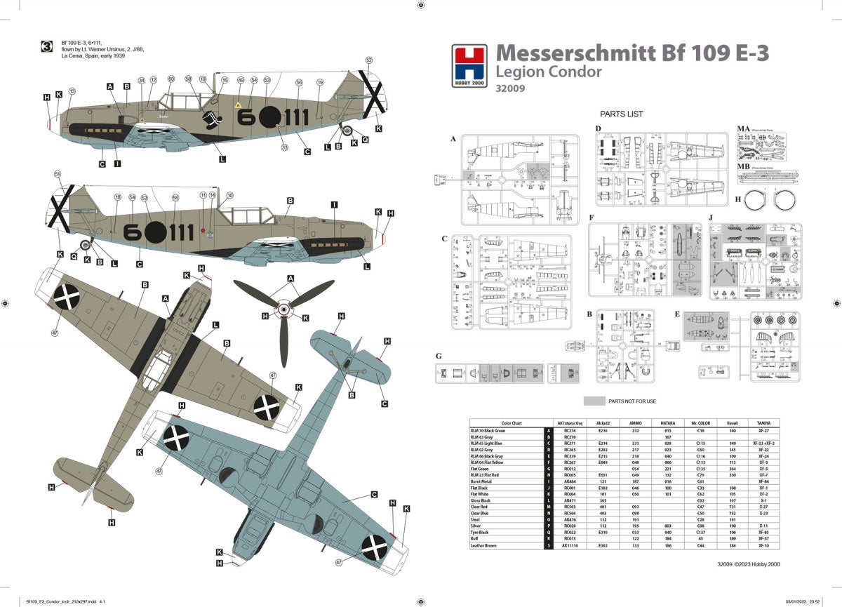 Hobby 2000 32009 Messerschmitt Bf-109 E-3 Legion Condor (DRAGON + CARTOGRAF + MASK) 1/32 – obrázek 5