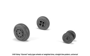 Armory Models AW48410 Fairey Gannet early type wheels w/ weighted tires of straight tire pattern 1/48