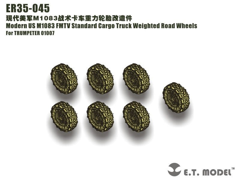 Camion cargo standard américain moderne M1083 FMTV, modèle ET ER35-045, roues lestées pour TRUMPETER 1/35