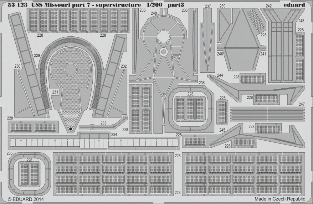 Eduard 53123 USS Missouri part 7 - superstructure TRUMPETER 1/200 – obrázek 3