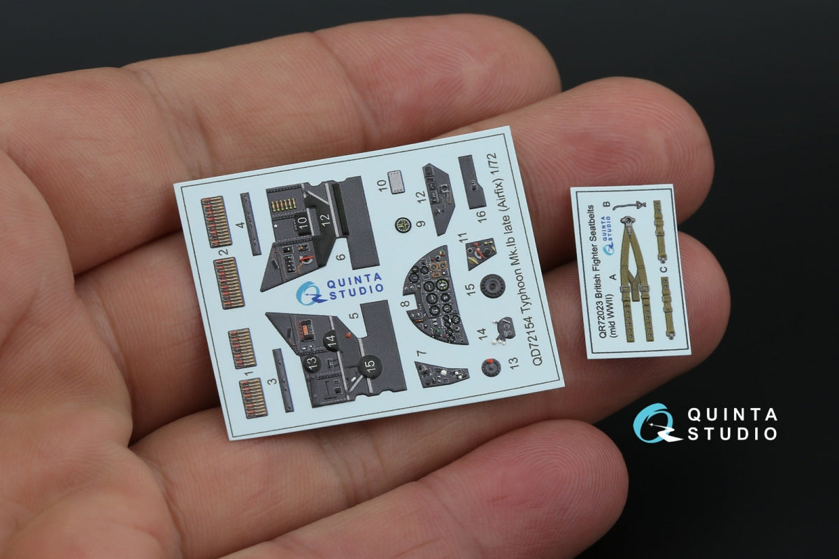 Quinta Studio QD72154 Typhoon Mk.1B Late 3D-Printed colored Interior on decal paper (Airfix) 1/72 – Bild 3