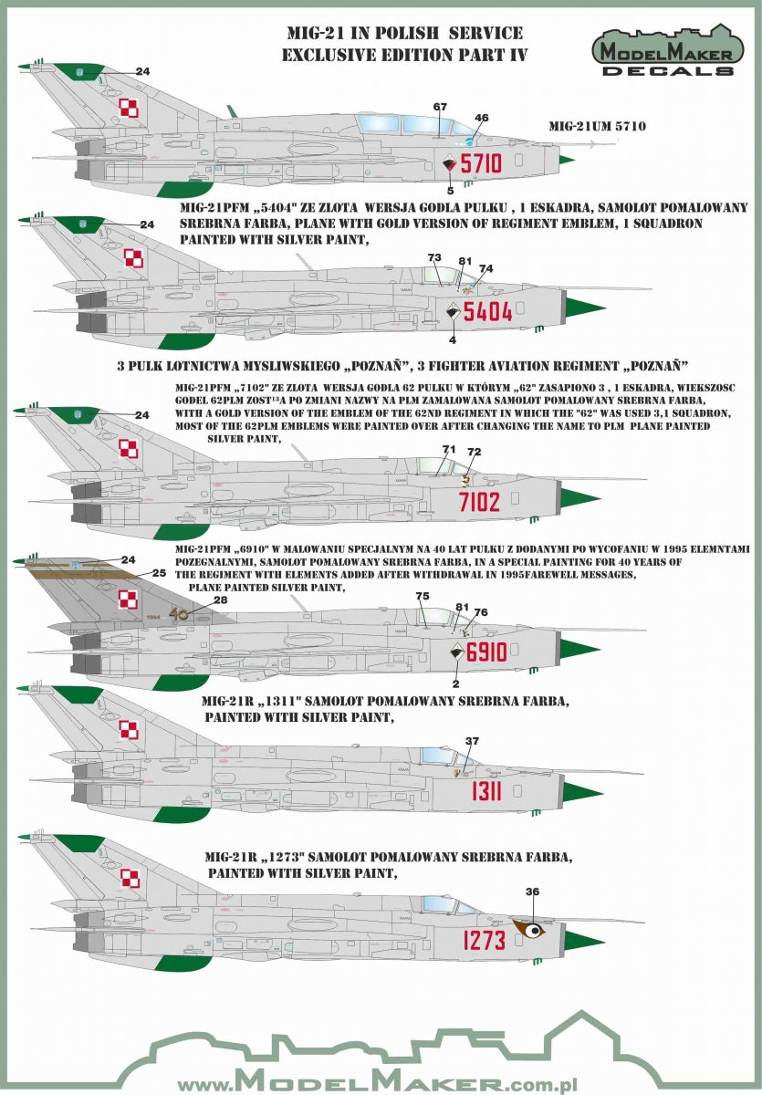 ModelMaker Decals D48153 MiG-21 in Polish service exclusive edition part IV 1/48 – Bild 4
