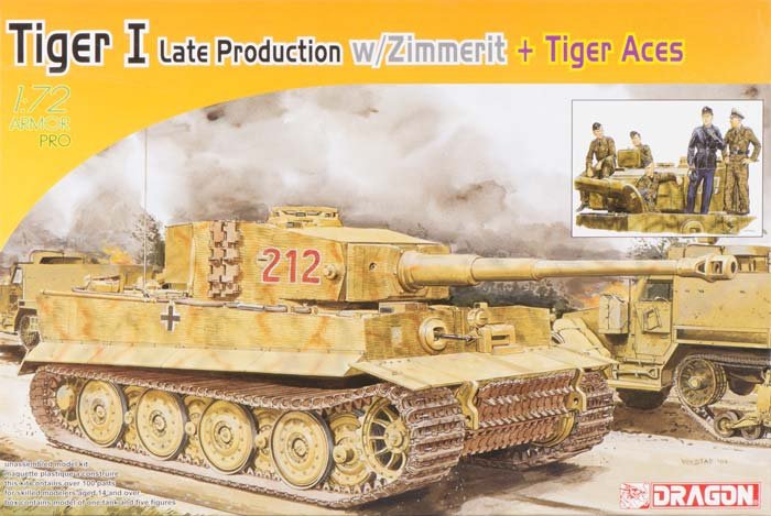 Dragon 7440 Pz.Kpfw.VI Ausf.E Tiger I Late Prod. w/Zimm.+Tiger Aces (1/72) 