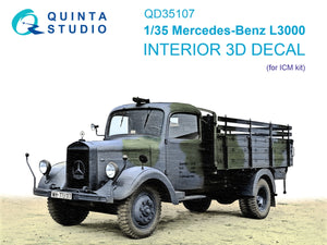 Quinta Studio QD35107 Mercedes-Benz L3000 3D-Printed &amp;amp; colored Interior on decal paper (ICM) 1/35
