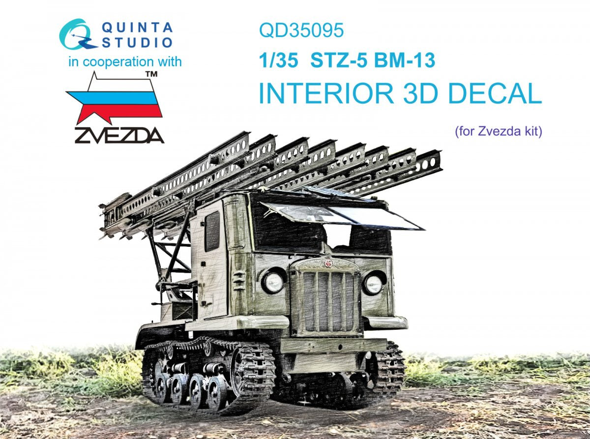 Quinta Studio QD35095 STZ-5 BM-13 3D-Printed &amp; colored Interior on decal paper (Zvezda) 1/35