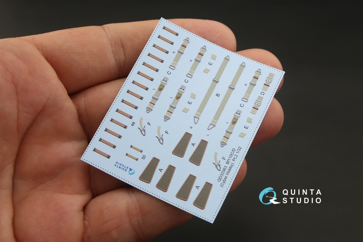 Quinta Studio QD32063 Bf 110C/D 3D-Printed &amp;amp; colored Interior on decal paper (for Dragon kit) 1/32 – immagine 5