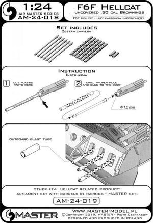 Master AM-24-018 F6F Hellcat - early armament (Browning .50 cal MGs with perforated radiator) 1/24 – obrázek 5