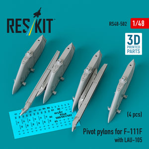RESKIT RS48-0502 Pivot pylons for F-111F with LAU-105 (4 pcs) (3D Printed) 1/48 – immagine 3