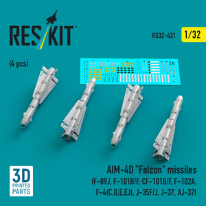 RESKIT RS32-0431 AIM-4D &amp;quot;Falcon&amp;quot; missiles (4 pcs) (3D Printed) 1/32 – image 2