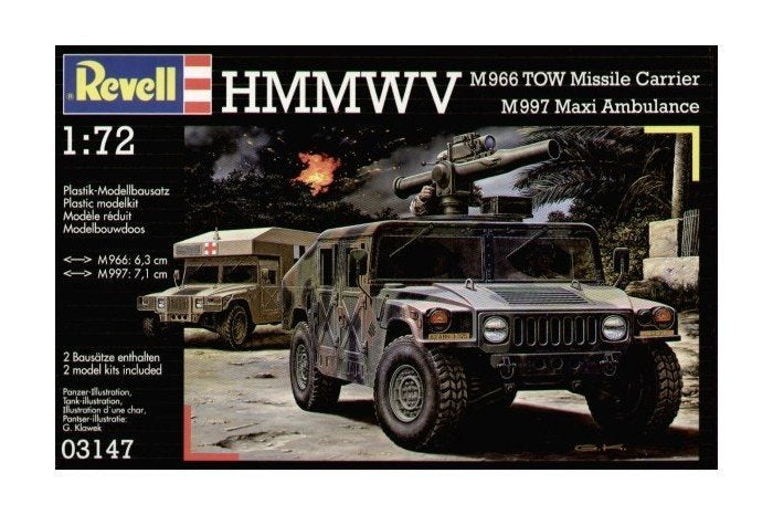 Revell 03147 HMMWV M966 TOW Missile Carrier &amp; M997 Maxi Ambulance (1/72)