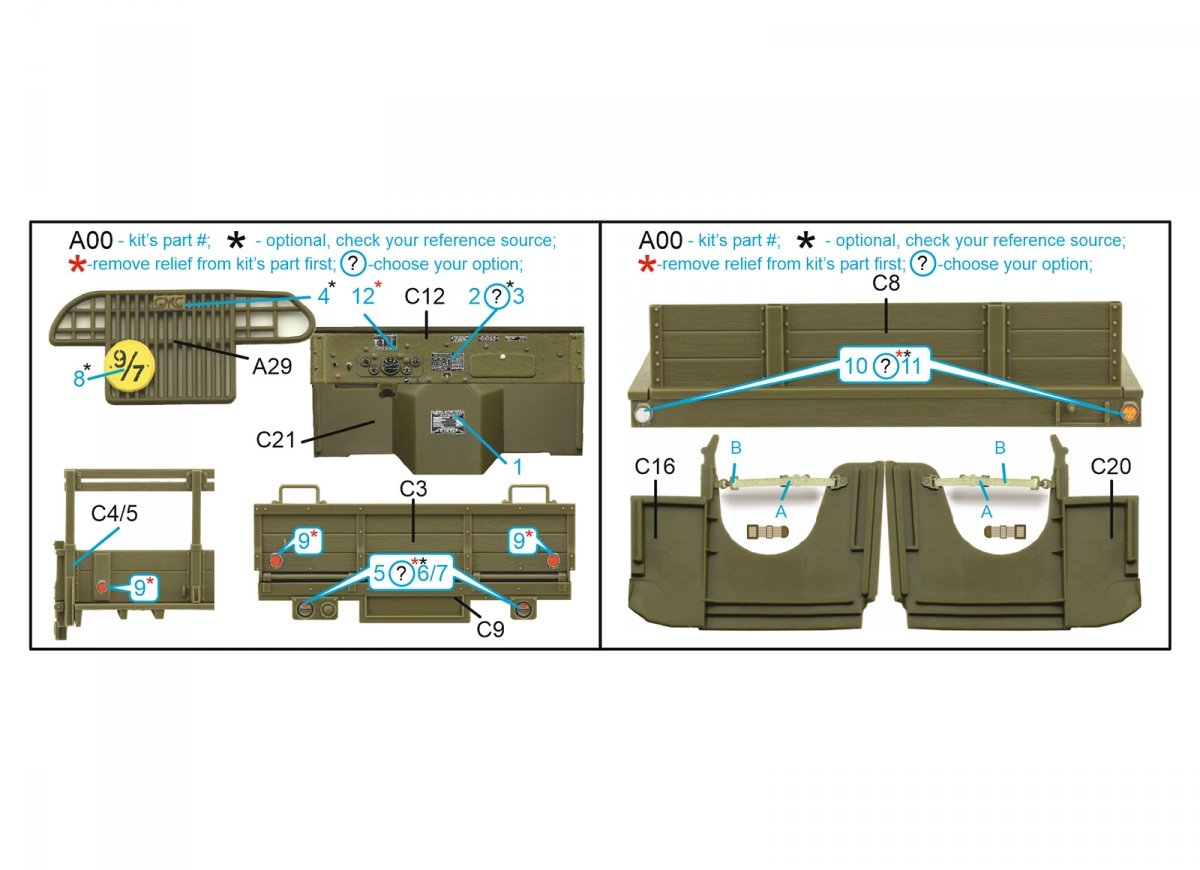 Quinta Studio QD48029 GMC CCKW 353 (open cab) 3D-Printed &amp;amp; colored Interior on decal paper (Tamiya) 1/48 – image 10