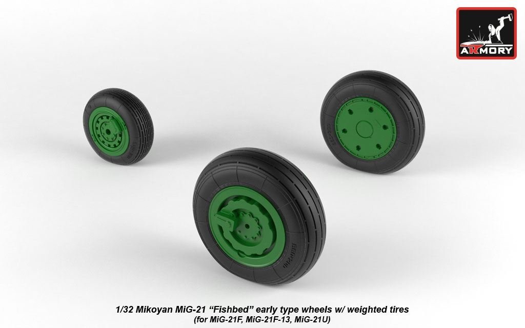 Armory Models AW32009 Mikoyan MiG-21 Fishbed wheels w/ weighted tires, early 1/32 – obrázek 4