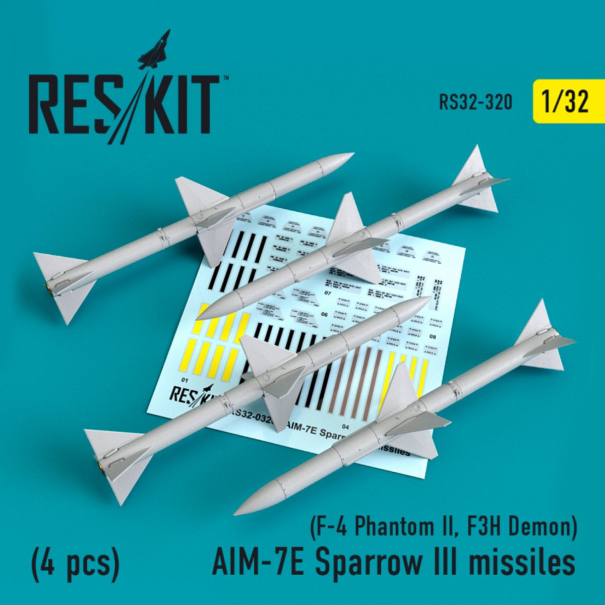 RESKIT RS32-0320 AIM-7E SPARROW III MISSILES (4PCS) 1/32