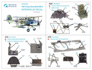 Quinta Studio QD48256 Swordfish Mk.II 3D-Printed &amp;amp; colored Interior on decal paper (Tamiya) 1/48 – obrázek 2