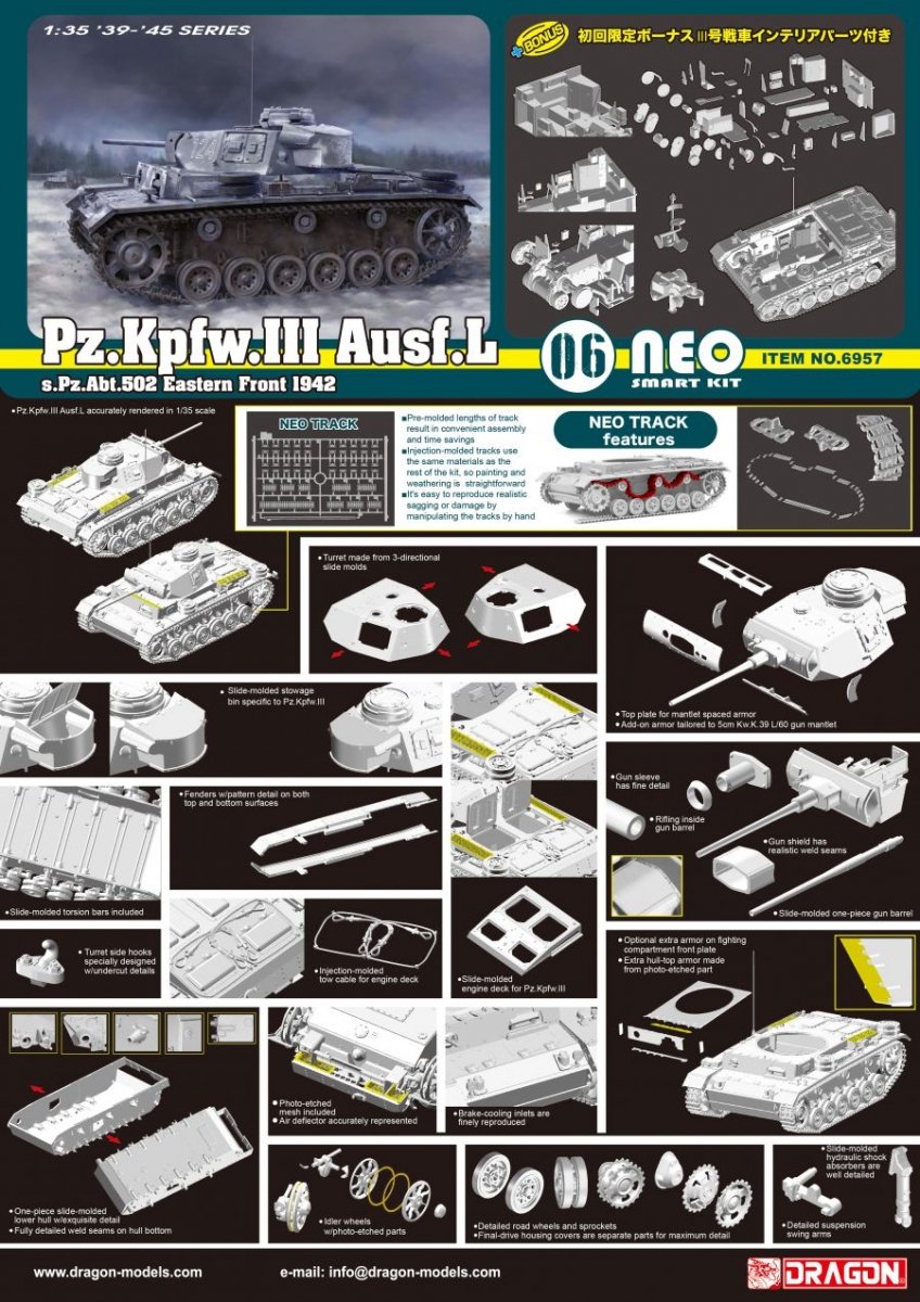 Dragon 6957 Pz.Kpfw.III Ausf.L s.Pz.Abt.502 Leningrad 1942 1/35 – image 3