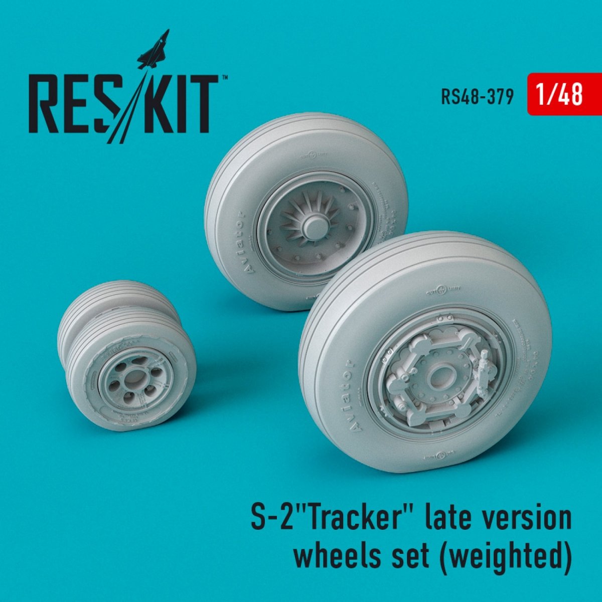 RESKIT RS48-0379 S-2 "TRACKER" LATE VERSION WHEELS SET (WEIGHTED) 1/48 1/48