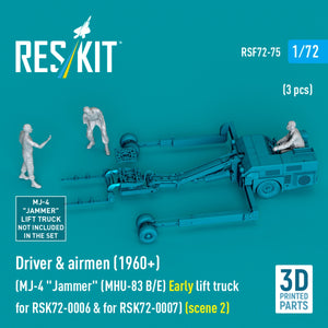 RESKIT RSF72-0075 Conducteur et aviateurs (1960+) (3 pièces) (MJ-4 « Jammer » (MHU-83 B/E) Chariot élévateur ancien pour RSK72-0006 et RSK72-0007) (scène 2) (Impression 3D) 1/72  – image 3
