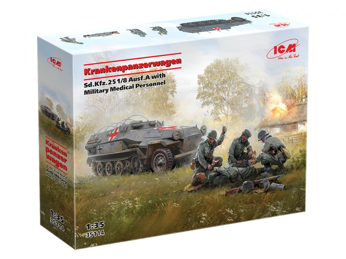 ICM 35114 Krankenpanzerwagen Sd.Kfz.251/8 Ausf.A WWII German Ambulance with Military Medical Personnel 1/35 – obrázek 2